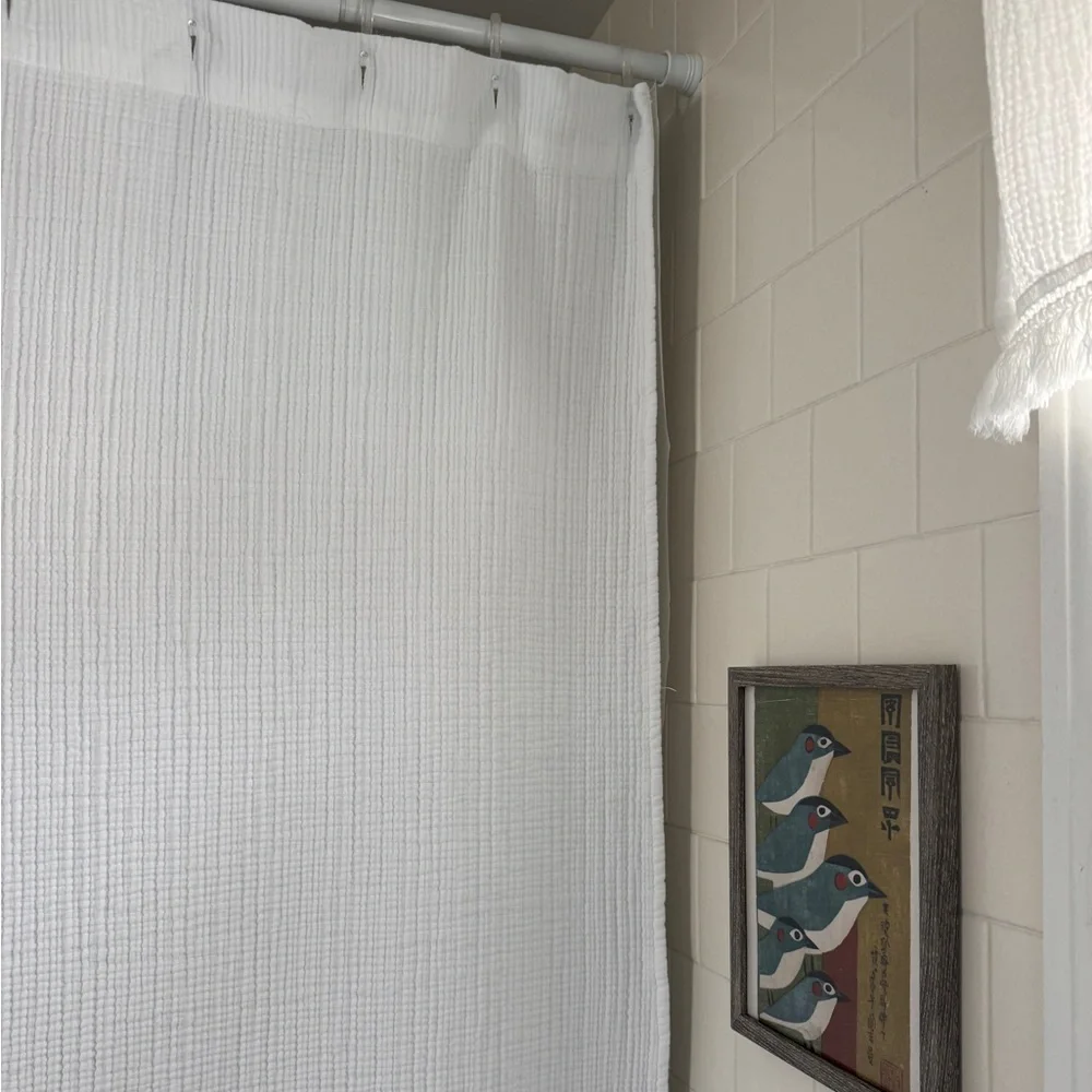 White Textured Shower Curtain